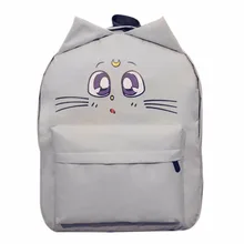 Cute Cat Ear Canvas Printing Backpacks for Teenage Girl Summer Fashion Student Cartoon Cute School Bag Bagpack mochila sac a doc