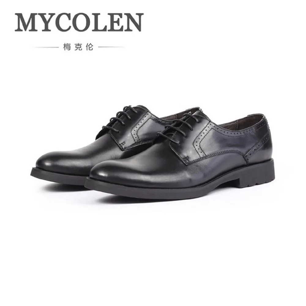 

MYCOLEN New Genuine Leather Derby Shoes Comfortable Men Shoes Black Office Party Formal Dress Shoes Sapato Masculino