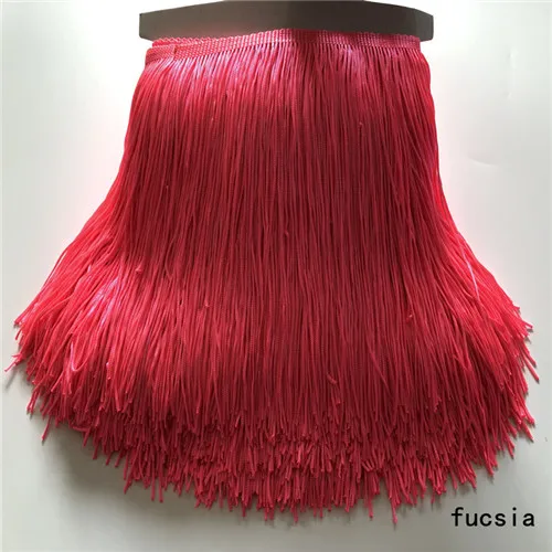 SASKIA 10 метров 20 см длинная кружевная обрезанная лента Материал кисточки бахрома кружевное шитье одежды Diy латинское платье комплектующие для штор отделка - Цвет: fucsia