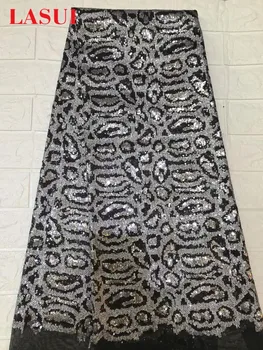 

LASUI 1yard /lot 8colours African LACE fabric Sequins LACE Fabric wide150cm women dress decoration clothes accessoryQ072