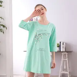 2019 летние Ночные рубашки для женщин мультфильм пижамы печати платья из хлопка свободные удобные рубашки женские домашние пижамы