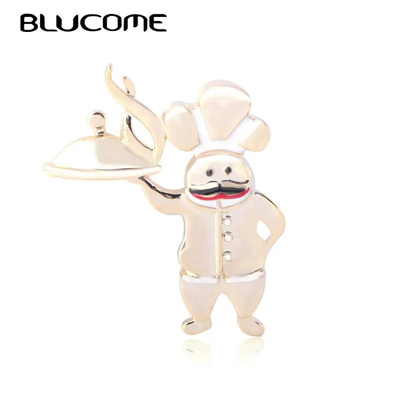 Мужская брошь в виде кухонного ножа Blucome золотого цвета форме шеф повара значок