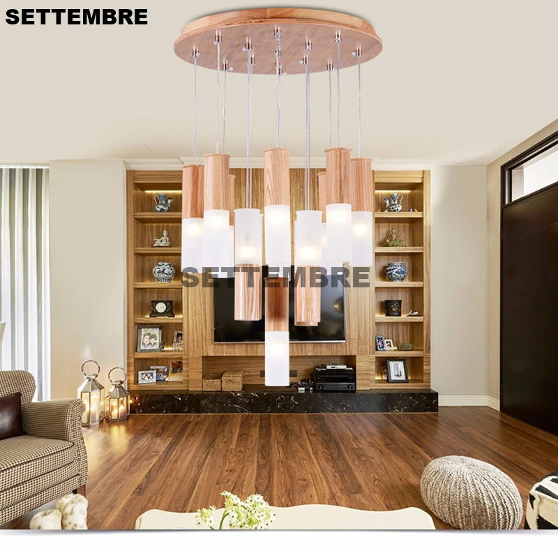 

SETTEMBRE Modern Combination Wood LED Chandelier Lights Dining Room Bar Restaurant Hanging Lamp