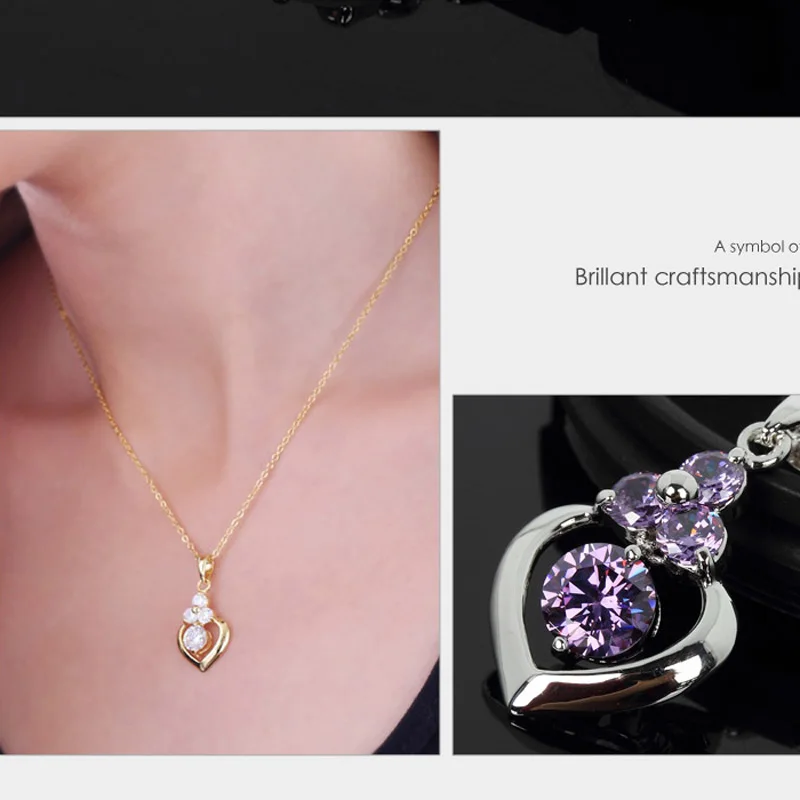 Gold Plated Austrian Crystal Heart Pendant Necklace for Valentine s Day Gift of Love Clearance Items