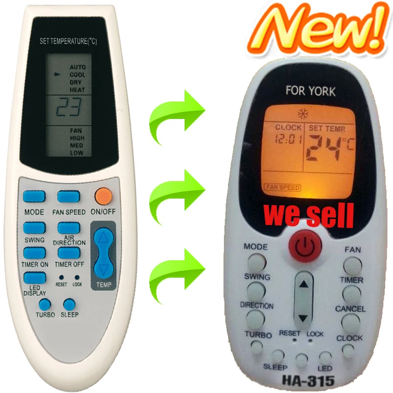 2014 New design HA 315 Replacement For YORK Air Conditioner Remote