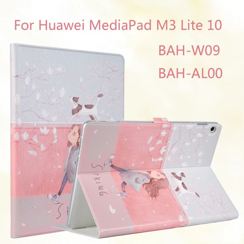 

Fashion Painted Flip PU Leather For Huawei MediaPad M3 Lite 10 BAH-W09 BAH-AL00 10.1 inch Tablet Case Cover + Stylus + Film