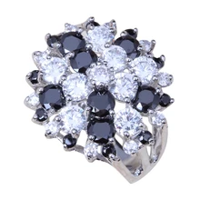 

2014 New Black & White Cubic Zirconia 18k White Gold Plated Fashion Jewelry Big Rings J159