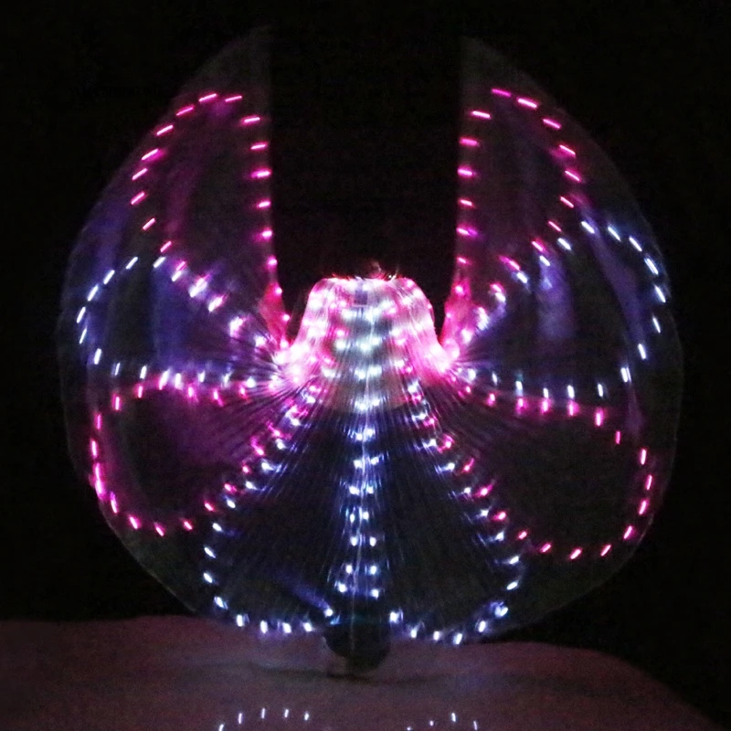 Красочные костюма танца живота светодиодный крылья аксессуары для танцев для девочек светодиодный крылья костюм светодиодный с украшением в виде крыльев бабочки; с палкой
