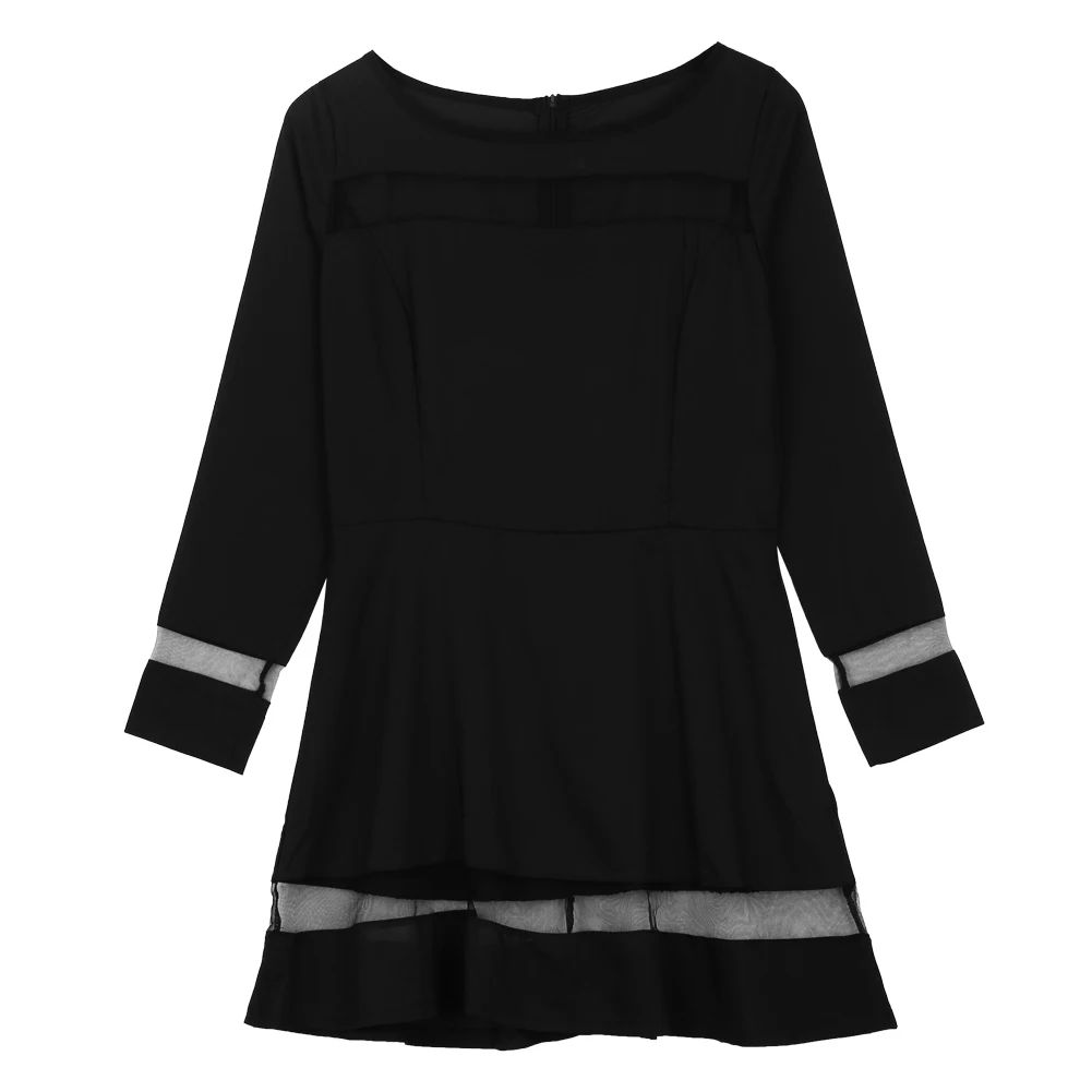 Модный женский обтягивающий бандаж шифоновое мини-платье с длинными рукавами вечернее пикатное для вечеринок популярное мини-платье - Цвет: Черный