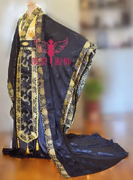 Мужской костюм Hanfu Tang черный со шлейфом одежда для косплея мужчин с широким