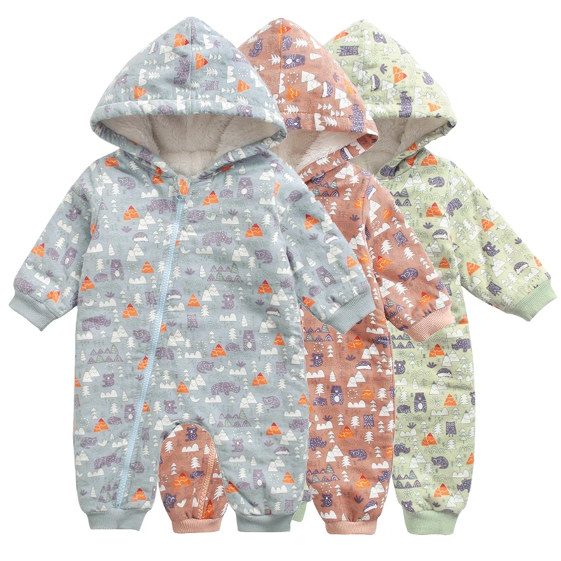 

romper baby winter infant clothes new born baby boy clothes set baby girl rompers warm fleece newborn overalls cotton outfit