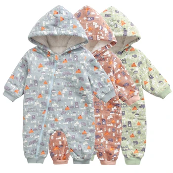 

romper baby winter infant clothes new born baby boy clothes set baby girl rompers warm fleece newborn overalls cotton outfit
