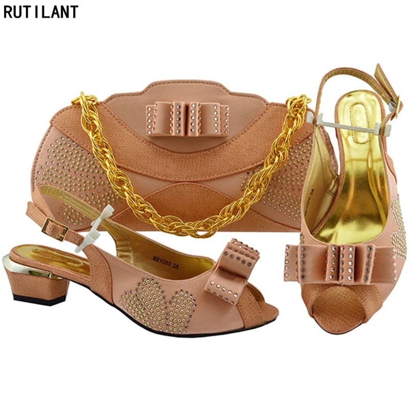 

New Arrival Italian Shoes and Bags To Match Shoes with Bag Set Pumps Women Shoes Lwo Heels Shoe and Bag Set for Party In Women