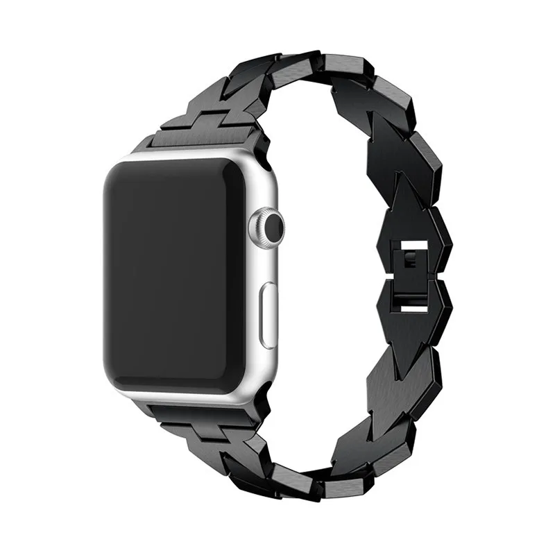 Роскошный призматический браслет для Apple Watch, ремешок 42 мм/44 мм/38 мм/40 мм, ремешок с застежкой, адаптер для Apple Watch, ремешок серии 1, 2, 3, 4 - Цвет ремешка: Черный