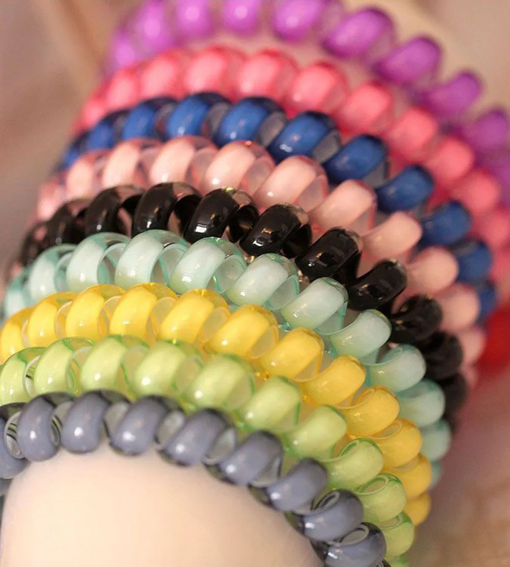 

Candy Elastic Hair Rope Telephone Line Ponytail Holder Women Rubber Bands For Women Hair Accessories Random Color!