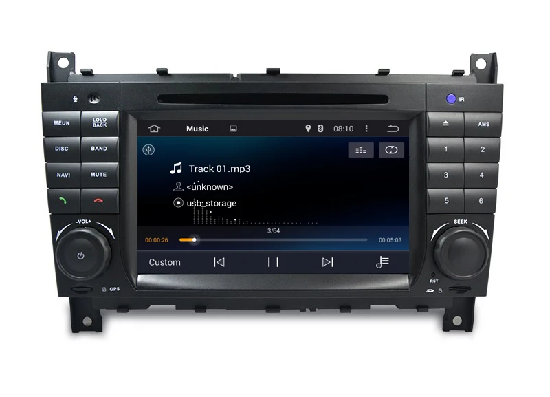 Top HIRIOT Car Android 7.1 DVD GPS Player For MERCEDES BENZ W203 W209 C-Class Radio BT Mirror link Wifi/4G DAB+2GRAM 1024*600 16GMAP 6