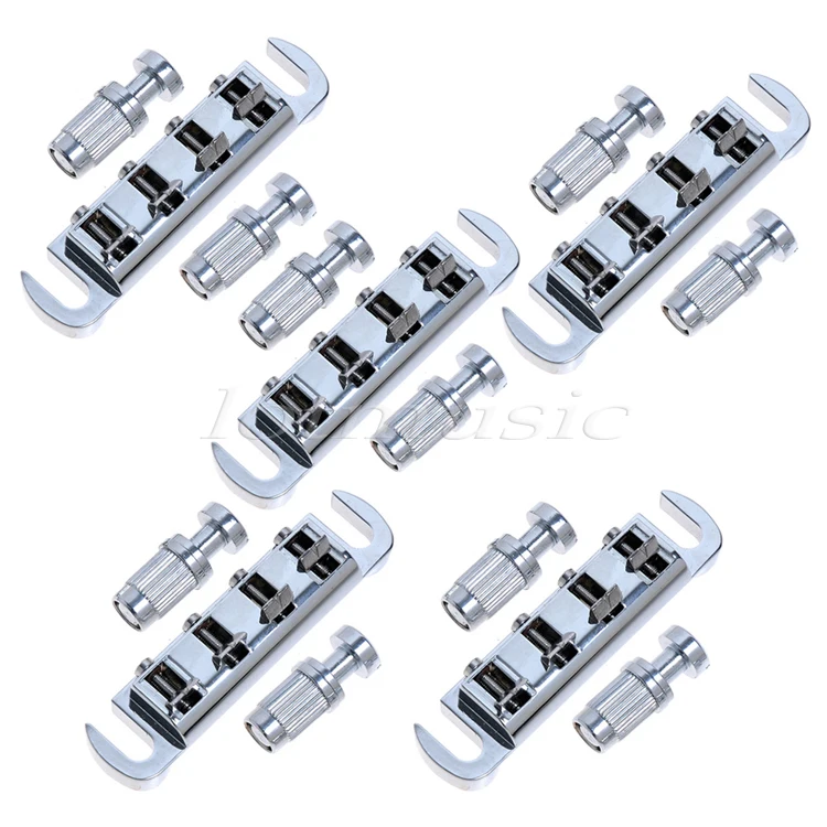 

5Pcs New Chrome Wraparound Bridge Tailpiece for 4 string Bass