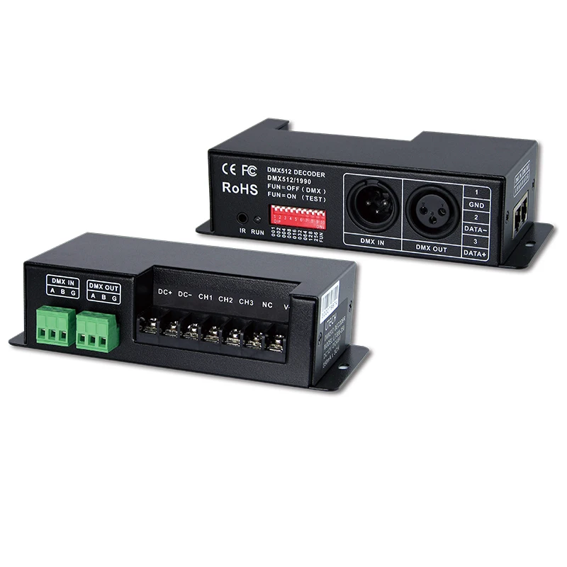 

New LTECH Led DMX Decoder CC 3CH Constant Current DMX Decoder;DC12-48V input;350mA*3CH output 3 Channel LED DMX-PWM Decoder