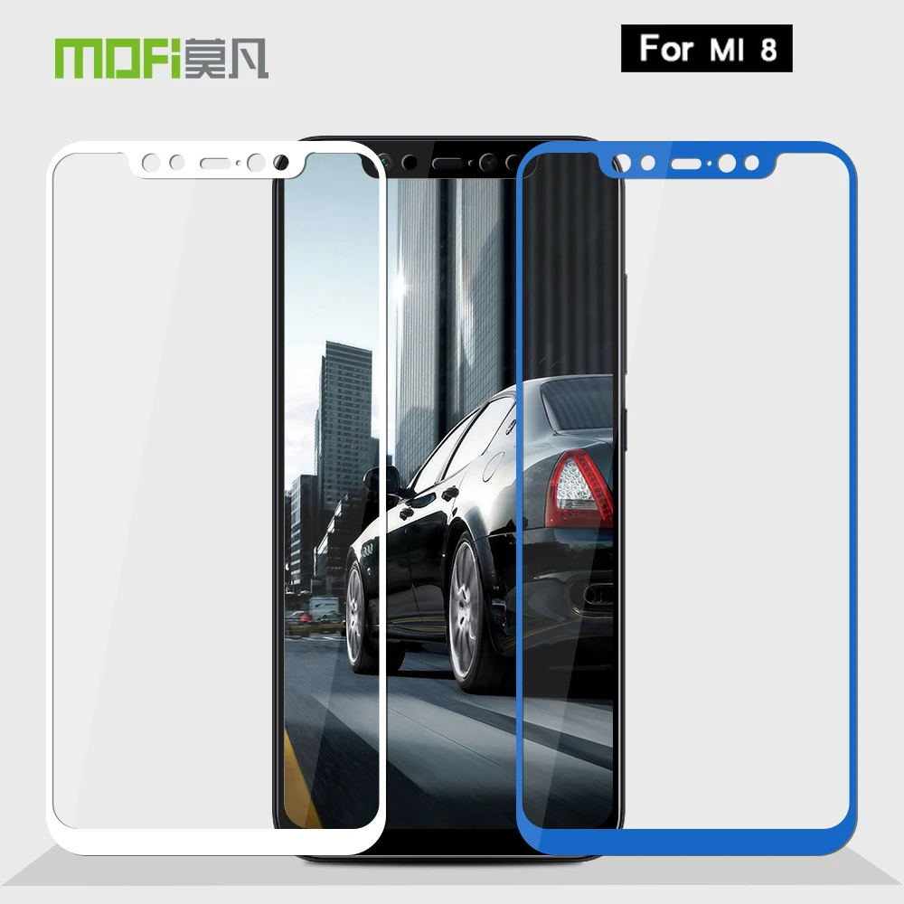 

Mofi For xiaomi MI 8 mi8 6.21" Full Cover Color Tempered Glass For xiaomi MI 8 Screen Protector Toughened Protective Film