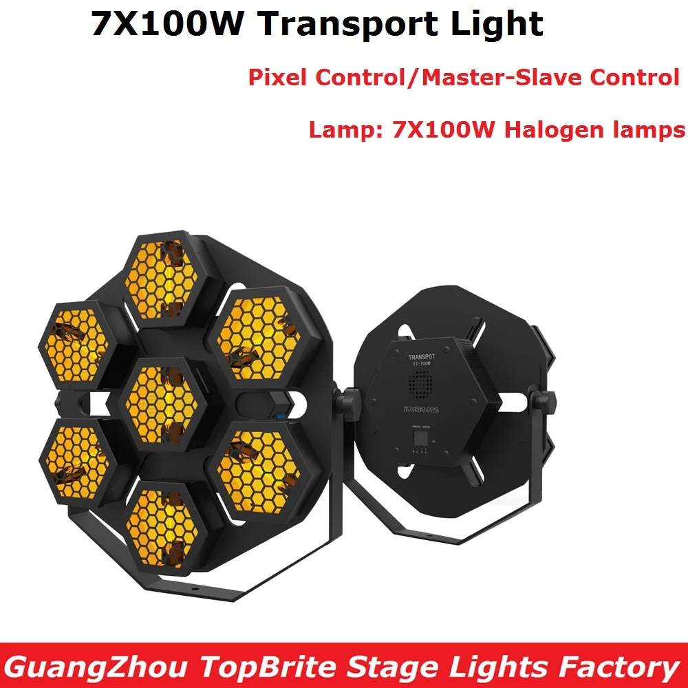 

100% New Transport Light High Quality 7X100W Halogen Lamp Stage Retro Flash Lights Pixel Control Professional Dj Party Lights