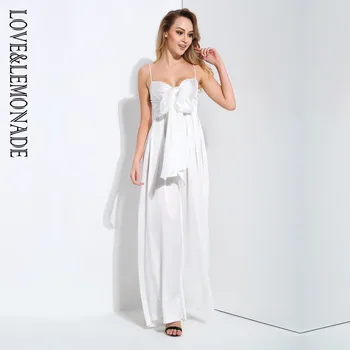 

LOVE & LEMONADE White Loose Straps Bow Waistsuit Jumpsuit LM81048