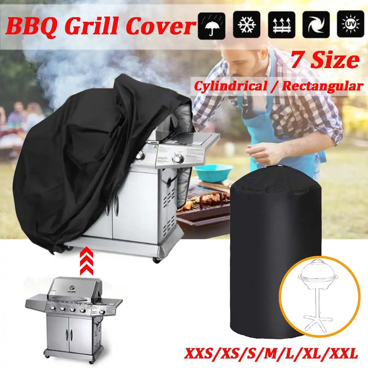 Waterproof BBQ Grill Barbeque Cover Outdoor Rain Grill Barbacoa Anti Dust Protector For Gas