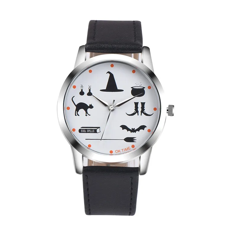 

Retro Cartoon Witch Pattern Women Watch Leather Band Analog Alloy Quartz Wrist Watch Simple Design Ladies Dress Watches Relogio