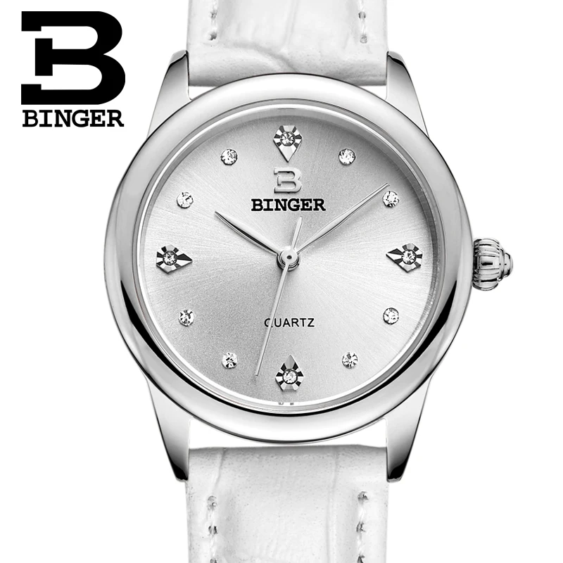 Acheter Suisse Binger Femmes de montres de luxe horloge à quartz étanche 4 couleur disponible véritable bracelet en cuir Montres BG9006