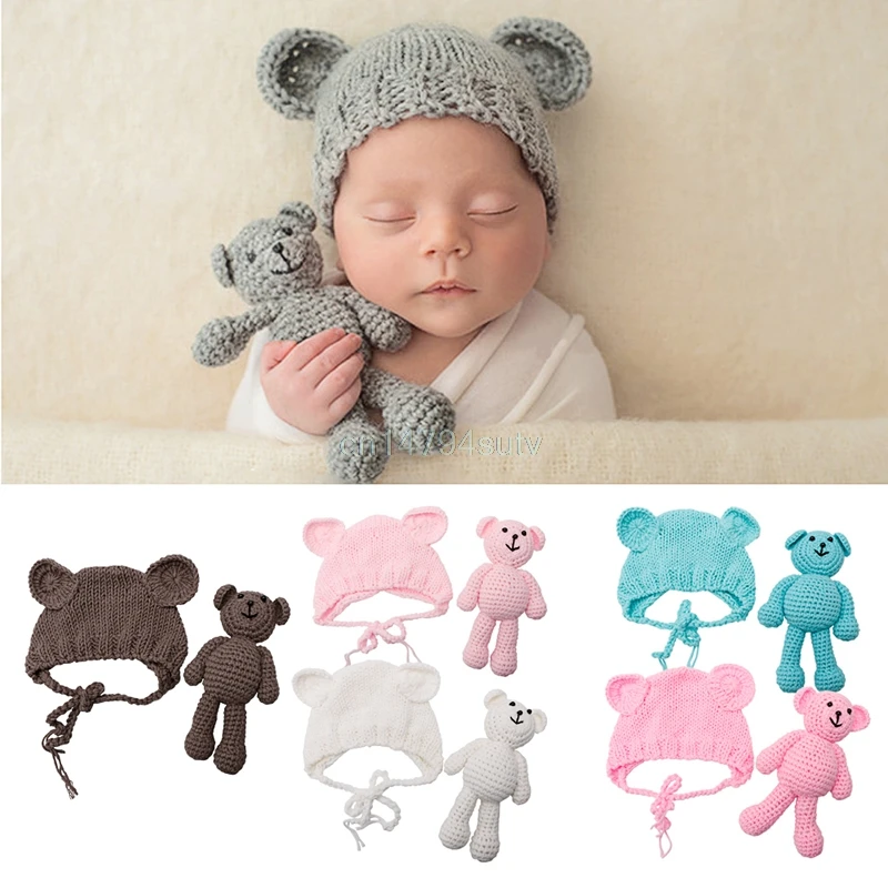 

Newborn Baby Girl Boy Crochet Knit Costume Bear +Hat Set Photography Prop Photo #H055#