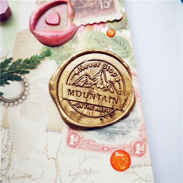 

brand new group 4 mountain coffee backpack design wax seal stamp copper Metal head only head