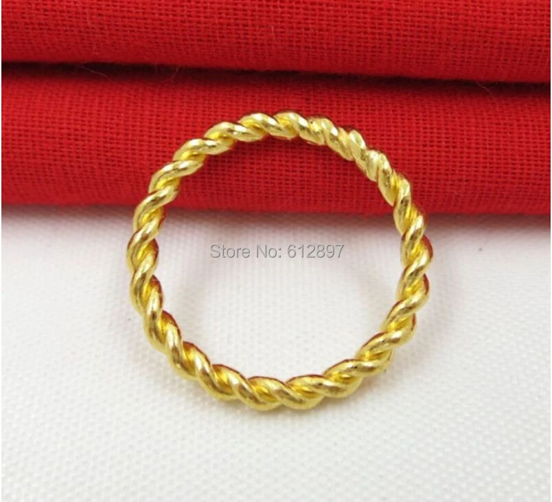 

999 Solid 24K Yellow Gold Ring / dough twist Ring / 2.68g Lady's Weijie Us Size 5