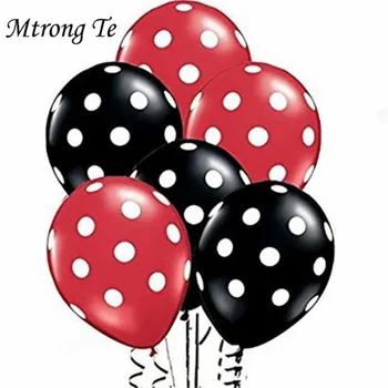 

24pcs 12 Inch red and black Polka Dot Latex Balloons baby birthday Wedding Decoration Supplies kids Party Inflatable Air balloon