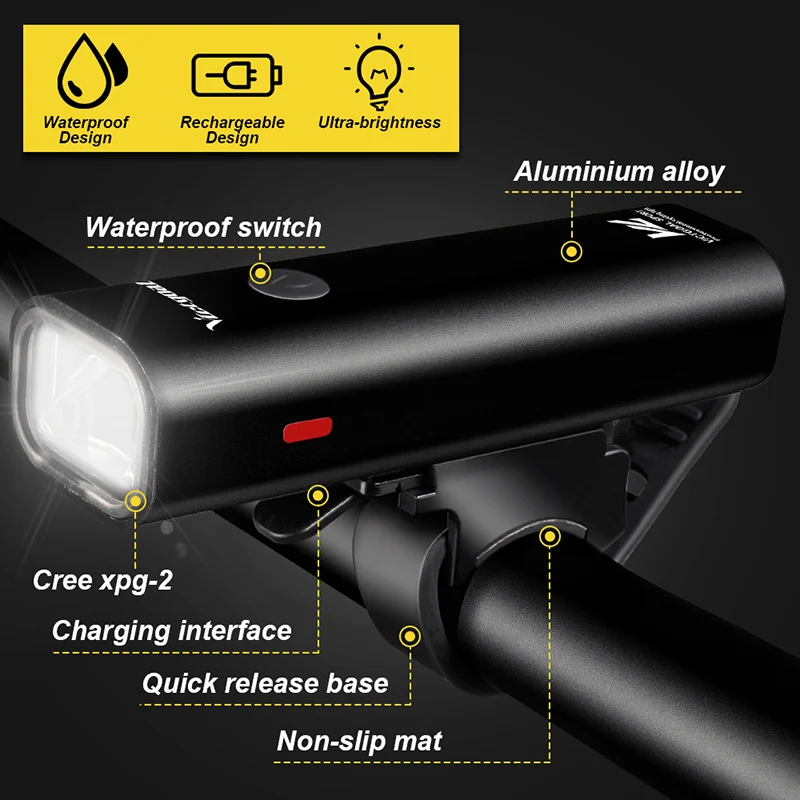 VICTGOAL الدراجة ضوء USB قابلة للشحن الجبهة LED للماء الدراجات مضيا للأضواء دراجة المصباح الخلفي الضوء الخلفي مجموعات