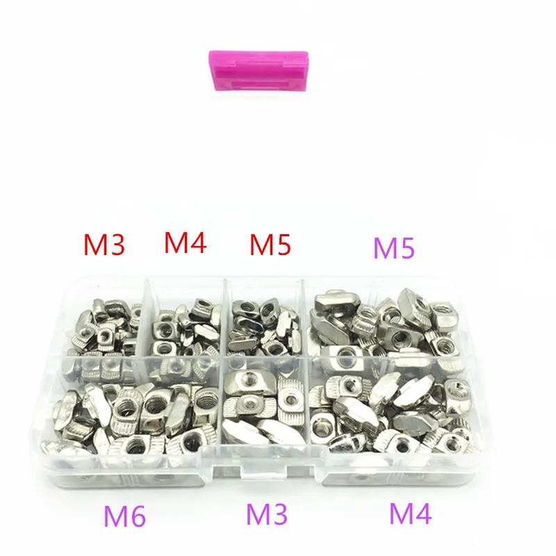 130PCS 105 шт./130 шт. ассортимент наборы M3 M4 M5 M6 т слот алюминиевый профиль Т Гайка и шариковая гайка наборы 3030 - Цвет: 130PCS