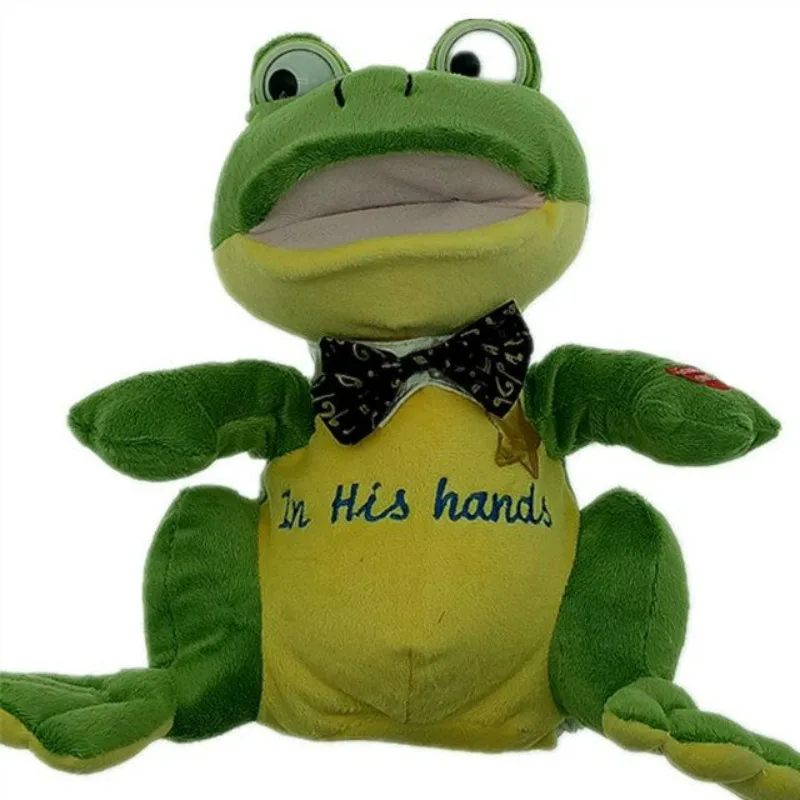 Cute interactive sounding and jumping imitation frog plush toy doll