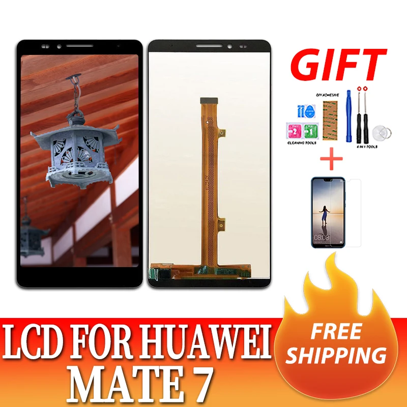 

100% Tested LCD Display for Huawei mate 7 with Touch Screen Assembly 6.0 inch with Frame Replacement for huawei Mate7 Digitizer