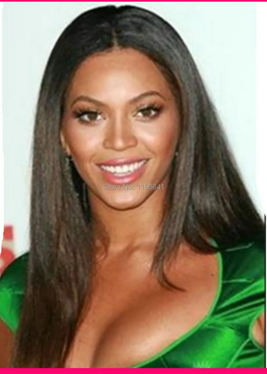 Free Shipping Beyonce Brown Yaki Remy Hair Full Lace Wig On