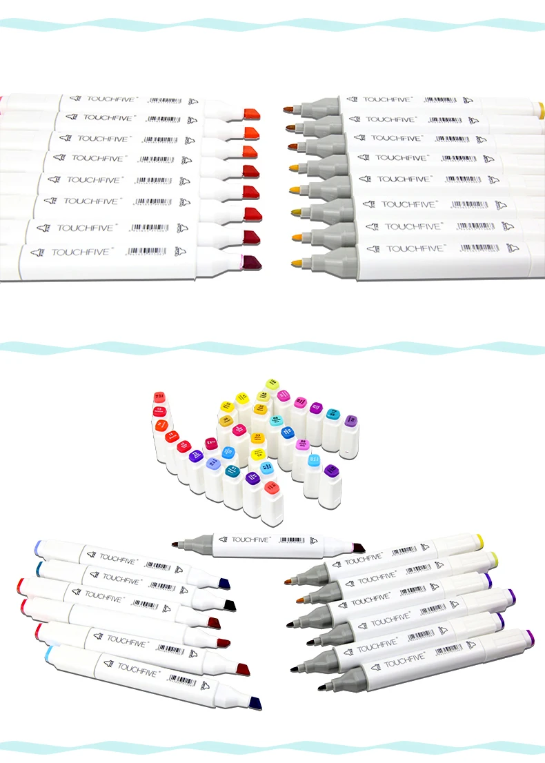 TOUCHFIVE 24 цвета набор художественных маркеров Кисть ручка для набросков на спиртовой основе маркеры манги ручка для рисования двойная головка ручки товары для рукоделия