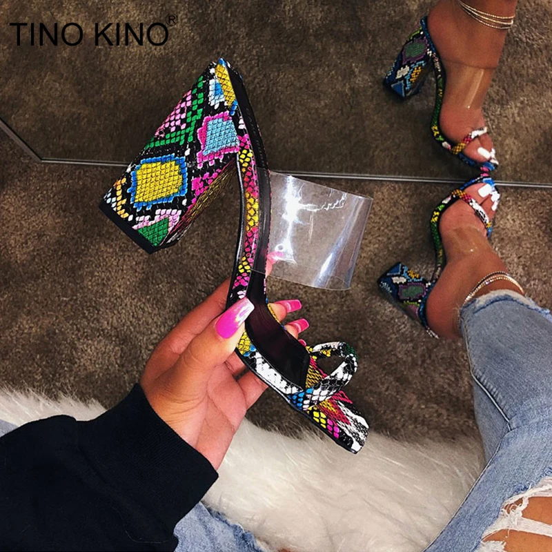 

Women Slippers Summer Jelly Shoes Female Transparent Slip On Square High Heels Outdoor Open Toe Ladies Sandals Plus Size