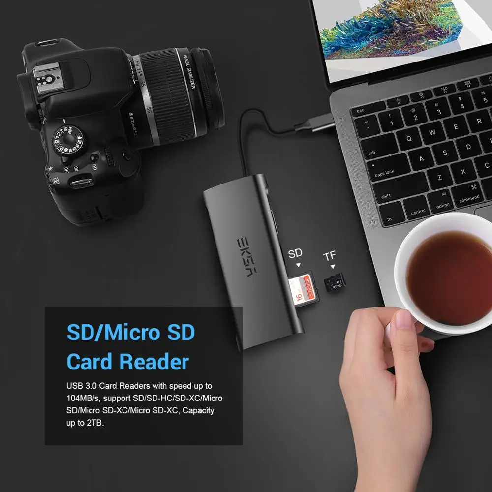 EKSA USB C HUB Type to 4K HDMI 3 5mm Audio RJ45 Adapter Multi 0/2 0 для MacBook Pro Samsung Galaxy S9 HUB|USB-хабы| |