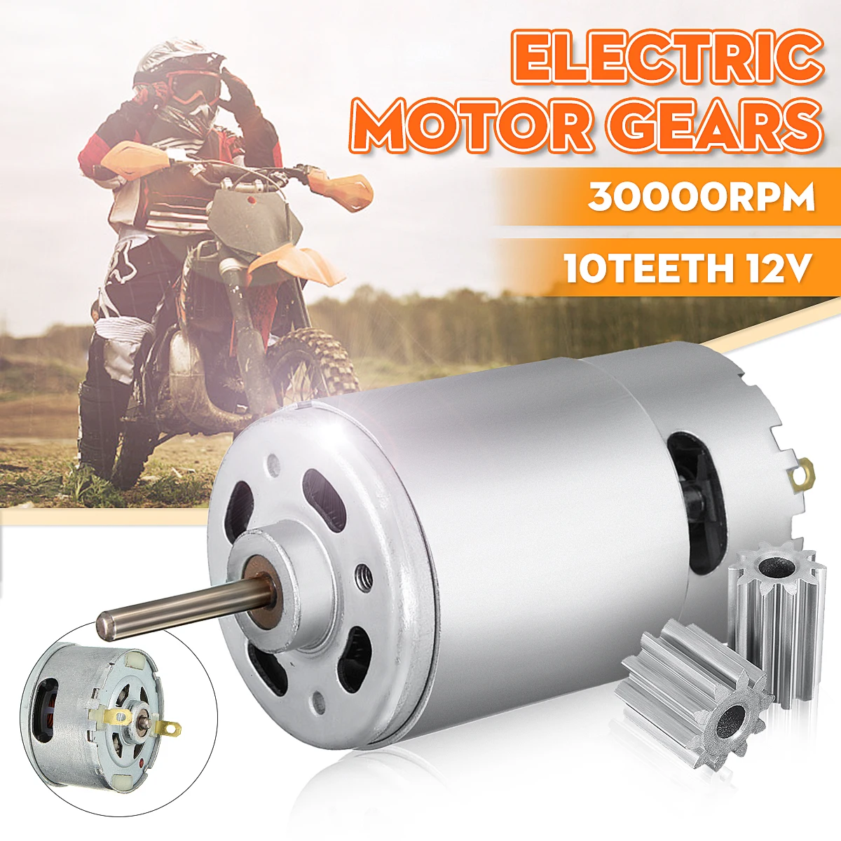 12V 30000RPM Electric Motor Gear Box W/ 2 Gears For Kids Ride On Car Toy Parts 