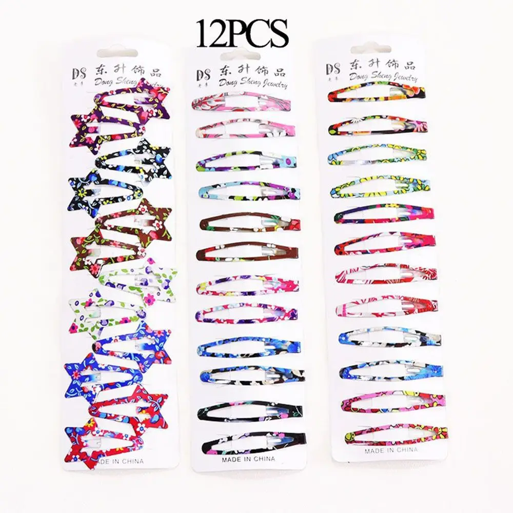 

1Pack(10/12PCS)Print Geometric Hair Clips Barrettes Girls Cute Hairpins Colorful Headbands For Kids Hairgrips Hair Accessories