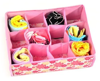 

Free Shipping 2015 NEW Hot Sale Folding 12 Grid Storage Box For Bra,Underwear,Socks 31*23*11CM Non-Woven Fabric