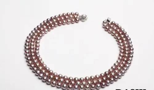 

xiuli 0015161 triple strands8-9mm south sea purple pearl necklace