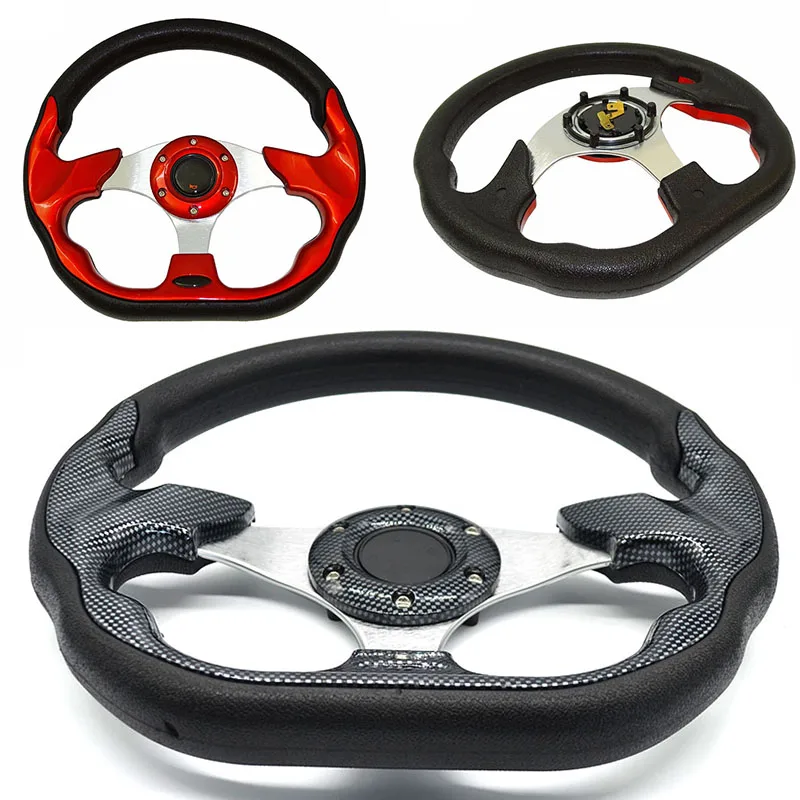 

Universal steering wheel 320mm(12.5inches) PU leather racing Aluminum Frame Light Weight Modified Jdm sports(black red)