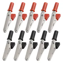 Hot 10 Pcs 50mm Plastic Handle Test Probe Metal Alligator Clips