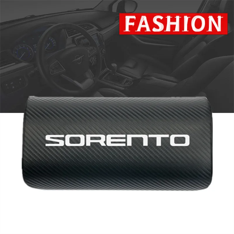 

1pcs car neck pillows both side pu leather single headrest case for For Kia SORENTO 2017 2018 Accessories Car Styling