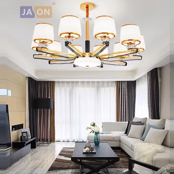 

led e14 Postmodern Iron Glass Crystal Black White Chandelier Lighting Lamparas De Techo Suspension Luminaire Lampen For Foyer