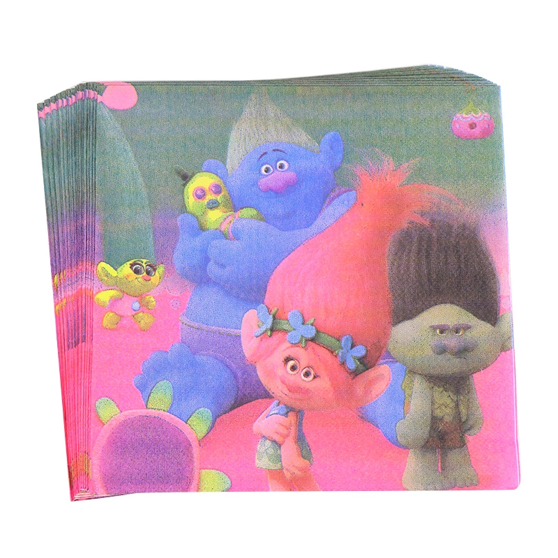 Тема троллей мультфильм набор для вечеринки воздушный шар посуда тарелка салфетки баннер день рождения коробка конфет детский душ вечерние украшения