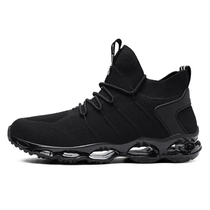 

Blade warrior running shoes men's autumn and winter new shock absorption mesh all black men's travel sports shoes